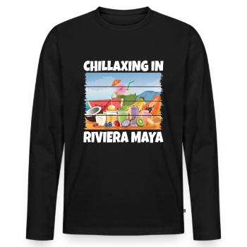 Tropical Vibes Relax in Maya Mexico Chilling - Men's Premium Organic Long Sleeve Shirt - black - Front - Nico (187cm)