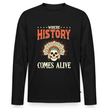 Maya Mexique Là où l’histoire prend vie Aztèques - T-shirt manches longues Premium bio Homme - noir - Devant - Nico (187cm)