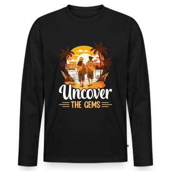Mayan Explorer Riviera Mexique Pierres précieuses - T-shirt manches longues Premium bio Homme - noir - Devant - Nico (187cm)