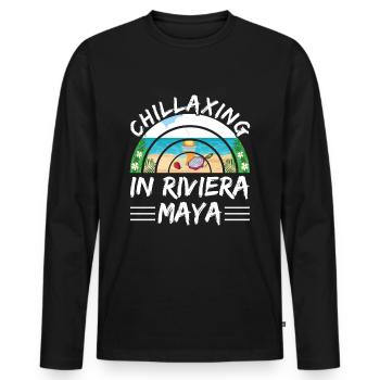 Tropical Vibes Relax in Maya Mexico Chilling - Men's Premium Organic Long Sleeve Shirt - black - Front - Nico (187cm)