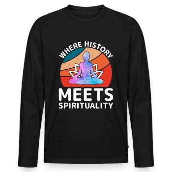 Geschichte trifft Spiritualität Tulum Tribe Mexiko - Männer Premium Bio Langarmshirt - Schwarz - Vorne - Nico (187cm)