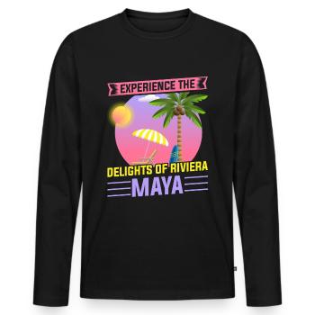 Découvrez la beauté de la Riviera Maya, Mexique - T-shirt manches longues Premium bio Homme - noir - Devant - Nico (187cm)