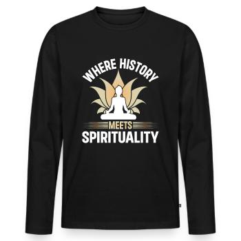 Geschichte trifft Spiritualität Tulum Tribe Mexiko - Männer Premium Bio Langarmshirt - Schwarz - Vorne - Nico (187cm)