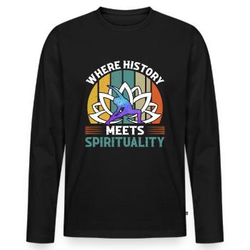 Geschichte trifft Spiritualität Tulum Tribe Mexiko - Männer Premium Bio Langarmshirt - Schwarz - Vorne - Nico (187cm)