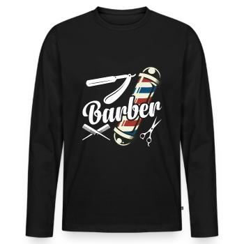 Barbier Barbier Coiffeur Coiffeur Coiffeur Coupe de cheveux - T-shirt manches longues Premium bio Homme - noir - Devant - Nico (187cm)