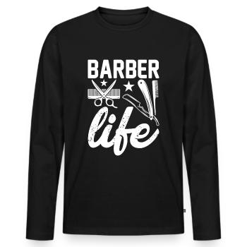 Get Faded Barber Saying Hairdresser - Men's Premium Organic Long Sleeve Shirt - black - Front - Nico (187cm)