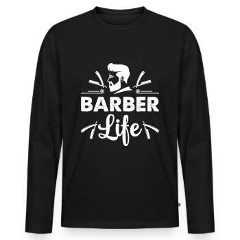 Get Faded Barber Saying Hairdresser - Men's Premium Organic Long Sleeve Shirt - black - Front - Nico (187cm)