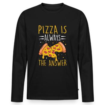 La pizza est toujours possible, la pizza aime la tranche de pizza - T-shirt manches longues Premium bio Homme - noir - Devant - Nico (187cm)