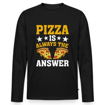 La pizza est toujours possible, la pizza aime la tranche de pizza - T-shirt manches longues Premium bio Homme - noir - Devant - Nico (187cm)