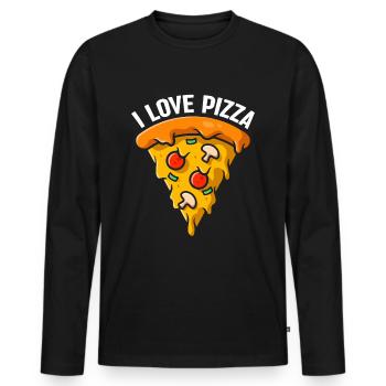 J’adore Pizza Pizza Fan Pizza Cadeau - T-shirt manches longues Premium bio Homme - noir - Devant - Nico (187cm)