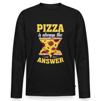 Pizza always goes pizza slice - Men's Premium Organic Long Sleeve Shirt - black - Front - Nico (187cm)