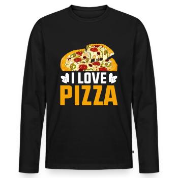J’adore pizza pizza coeur pizza tranche de pizza - T-shirt manches longues Premium bio Homme - noir - Devant - Nico (187cm)