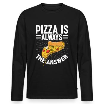 La pizza est toujours possible, la pizza aime la tranche de pizza - T-shirt manches longues Premium bio Homme - noir - Devant - Nico (187cm)