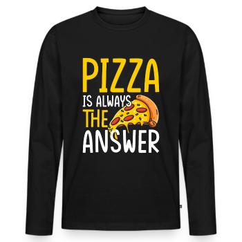 Pizza est la réponse Pizza Love Cheese Pizza - T-shirt manches longues Premium bio Homme - noir - Devant - Nico (187cm)