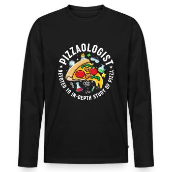 Pizza, student, pizza connoisseur, pizza maker - Men's Premium Organic Long Sleeve Shirt - black - Front - Nico (187cm)