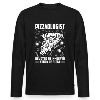 Pizza, student, pizza connoisseur, pizza maker - Men's Premium Organic Long Sleeve Shirt - black - Front - Nico (187cm)