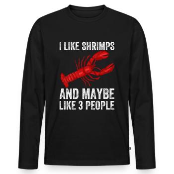 Ich mag Schrimps und andere Meeresfrüchte - Männer Premium Bio Langarmshirt - Schwarz - Vorne - Nico (187cm)