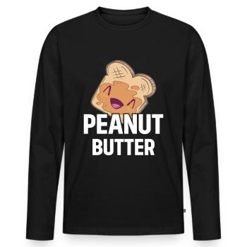 Sandwich toast au beurre d’arachide - T-shirt manches longues Premium bio Homme - noir - Devant - Nico (187cm)