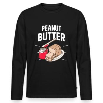 Peanut butter and jam Toast Bread Breakfast - Men's Premium Organic Long Sleeve Shirt - black - Front - Nico (187cm)