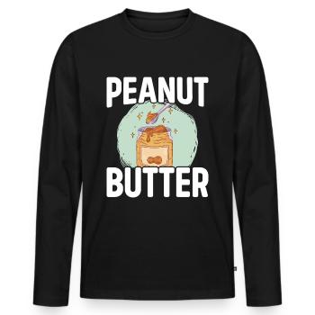 Erdnussbutter Brot Frühstück - Männer Premium Bio Langarmshirt - Schwarz - Vorne - Nico (187cm)