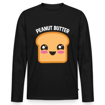 Toast au beurre d’arachide sucré - T-shirt manches longues Premium bio Homme - noir - Devant - Nico (187cm)