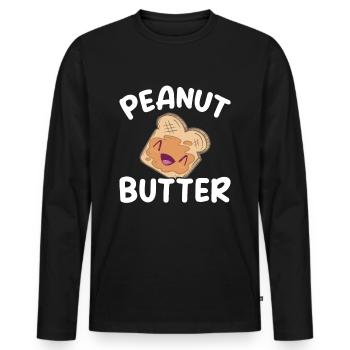 Süßes Erdnussbutter Frühstück - Männer Premium Bio Langarmshirt - Schwarz - Vorne - Nico (187cm)