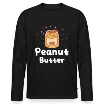 Süßes Erdnussbuttercreme Frühstück - Männer Premium Bio Langarmshirt - Schwarz - Vorne - Nico (187cm)