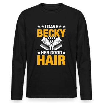 Dicton de coiffure pour les maîtres coiffeurs et coiffeurs - T-shirt manches longues Premium bio Homme - noir - Devant - Nico (187cm)
