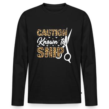 Coiffeur Salon de coiffure Leopard Print Hair Scissors - T-shirt manches longues Premium bio Homme - noir - Devant - Nico (187cm)