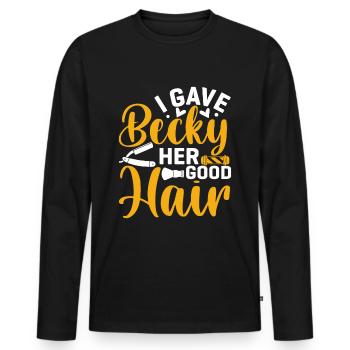 Dicton de coiffure pour les maîtres coiffeurs et coiffeurs - T-shirt manches longues Premium bio Homme - noir - Devant - Nico (187cm)