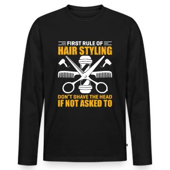 Friseur Regel Haare schneiden Friseursalon - Männer Premium Bio Langarmshirt - Schwarz - Vorne - Nico (187cm)