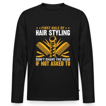 Dicton de coiffure pour les maîtres coiffeurs et coiffeurs - T-shirt manches longues Premium bio Homme - noir - Devant - Nico (187cm)
