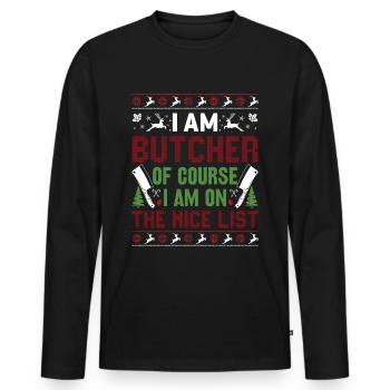 Christmas Butcher Happy Slaughter - Men's Premium Organic Long Sleeve Shirt - black - Front - Nico (187cm)