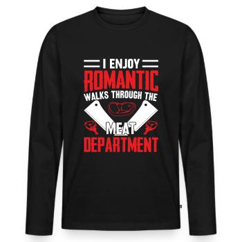 Metzger Romantisch spazieren Fleischabteilung - Männer Premium Bio Langarmshirt - Schwarz - Vorne - Nico (187cm)