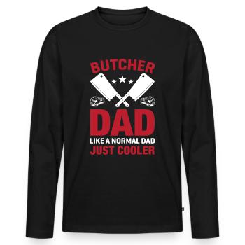 Butcher Père Cool Papa Boucherie - T-shirt manches longues Premium bio Homme - noir - Devant - Nico (187cm)