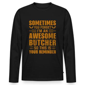 Fantastischer Metzger hier ist deine Erinnerung - Männer Premium Bio Langarmshirt - Schwarz - Vorne - Nico (187cm)