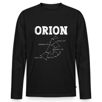 Exploration spatiale de l’univers de la constellation d’Orion - T-shirt manches longues Premium bio Homme - noir - Devant - Nico (187cm)