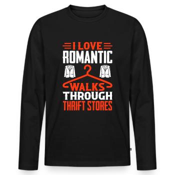 Romantic walk thrift store - Men's Premium Organic Long Sleeve Shirt - black - Front - Nico (187cm)