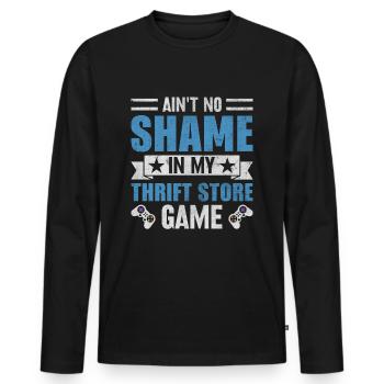 Second-Hand Goods Games Nerd - Men's Premium Organic Long Sleeve Shirt - black - Front - Nico (187cm)