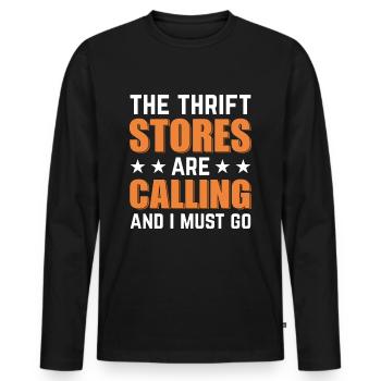 Thrift Store Thrift Second-Hand Fan Sustainability - Men's Premium Organic Long Sleeve Shirt - black - Front - Nico (187cm)