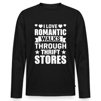 Romantischer Spaziergang Gebrauchtwarenladen - Männer Premium Bio Langarmshirt - Schwarz - Vorne - Nico (187cm)