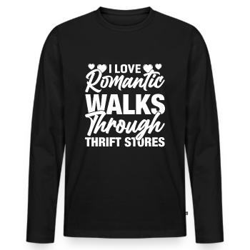 Friperie romantique - T-shirt manches longues Premium bio Homme - noir - Devant - Nico (187cm)