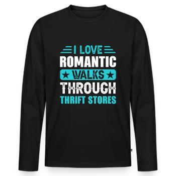 Romantic walk thrift store - Men's Premium Organic Long Sleeve Shirt - black - Front - Nico (187cm)