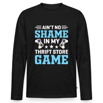 Second-Hand Goods Games Nerd - Men's Premium Organic Long Sleeve Shirt - black - Front - Nico (187cm)