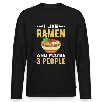 Ich mag Ramen Nudeln und Menschen auch - Männer Premium Bio Langarmshirt - Schwarz - Vorne - Nico (187cm)