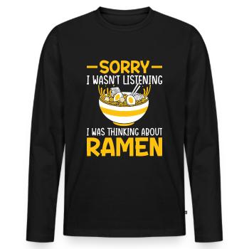 Japanische Ramen Nudeln darüber denke ich nach - Männer Premium Bio Langarmshirt - Schwarz - Vorne - Nico (187cm)