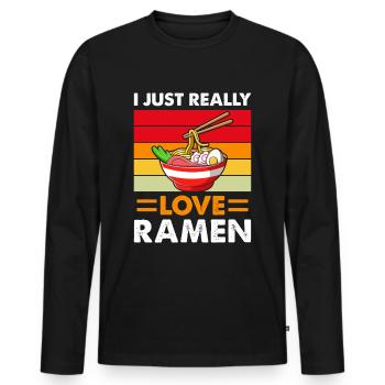 Ramen ist mein Lieblings japanisches essen - Männer Premium Bio Langarmshirt - Schwarz - Vorne - Nico (187cm)