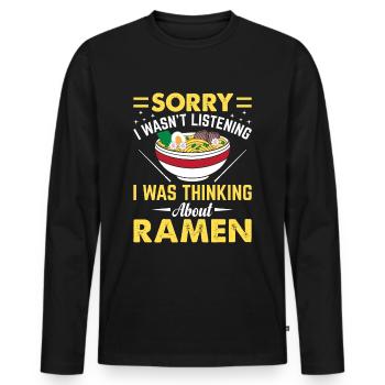 Japanische Ramen Nudeln darüber denke ich nach - Männer Premium Bio Langarmshirt - Schwarz - Vorne - Nico (187cm)