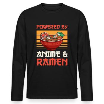 Ramen powered by anime Nudeln - Männer Premium Bio Langarmshirt - Schwarz - Vorne - Nico (187cm)