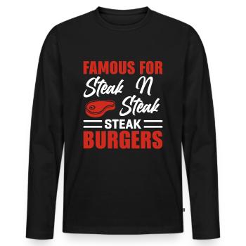 Steak Butcher Meat BBQ Burger - T-shirt manches longues Premium bio Homme - noir - Devant - Nico (187cm)